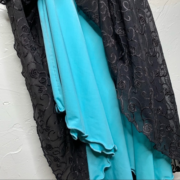 D-Tox New York Embroidered Lace Overlay Strapless Dress Turquoise and Bl… - Picture 9 of 10